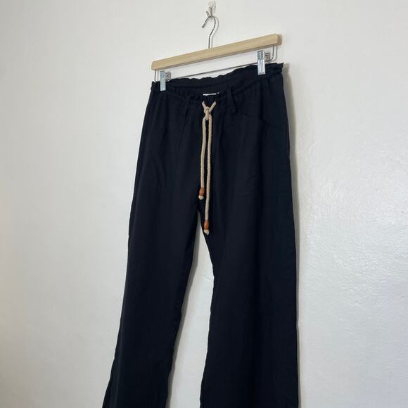 Santiki – Black Cotton Wide Leg Drawstring Pants - Picture 2 of 8
